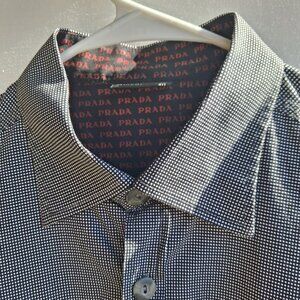 Prada Milano Boys XL Button Down Long Sleeve Dress Shirt Black white